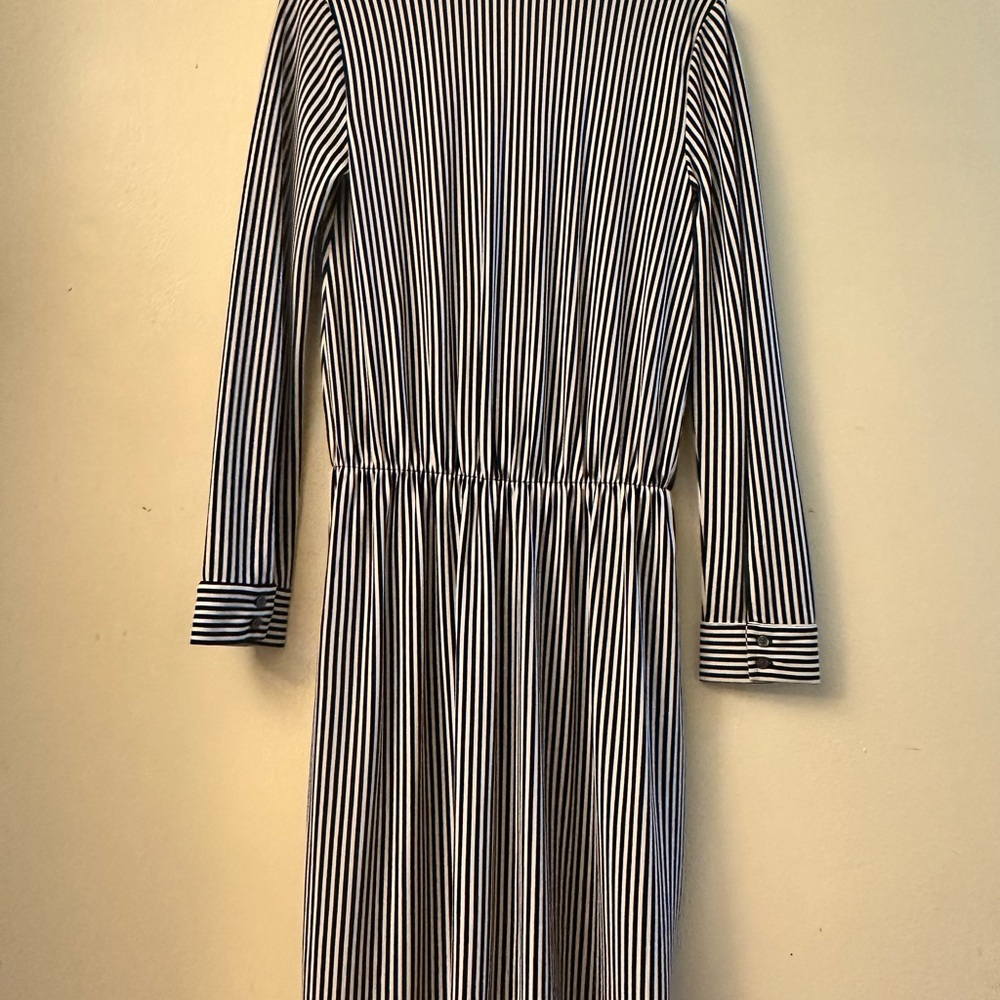 Ann Taylor Black and White Striped Midi Dress